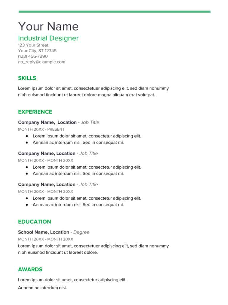 Hr-approved Resume Templates 