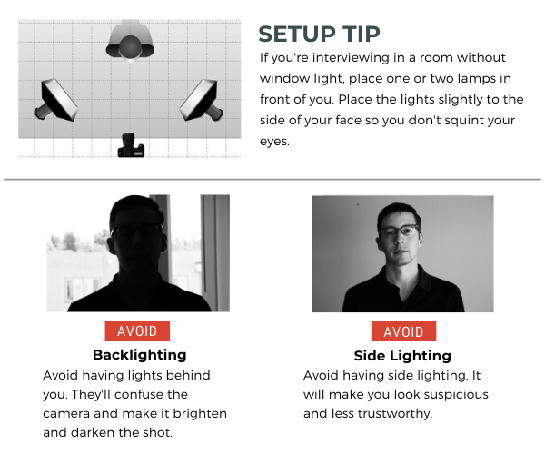 zoom interview tips for lighting setup