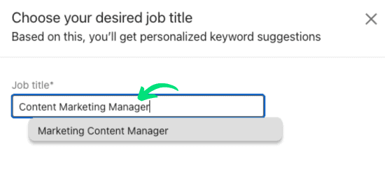 resume keywords example using LinkedIn resume builder