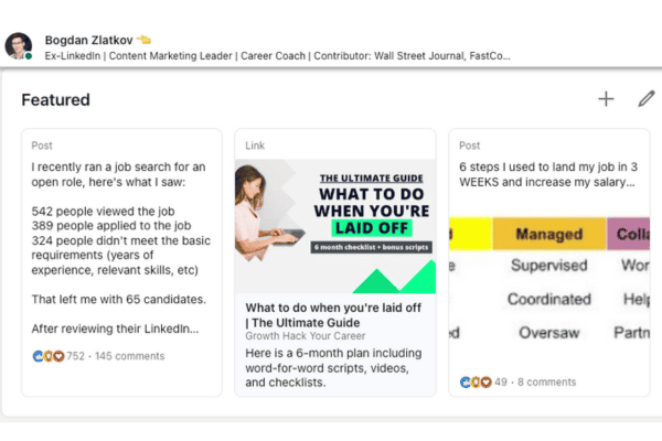 linkedin featured section example