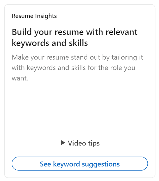 resume keywords example using LinkedIn resume builder